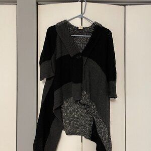 Grey & black cape sweater